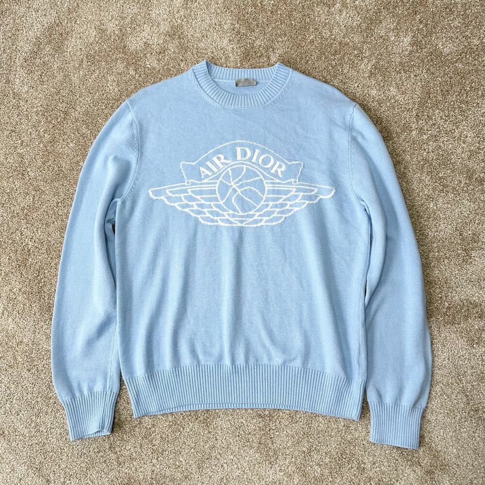 Christian Dior X Air Jordan Collab S/S 2020 Air Dior Cashmere Blend Blue Sweater